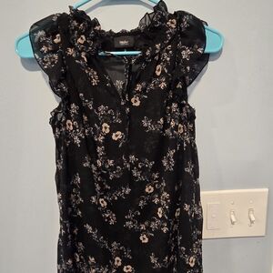 Black Floral Sheer Blouse